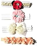 しあわせ倉庫 ベビー ヘアバンド 4点 セット 新生児 赤ちゃん 結婚式 お宮参り 女の子 リボン 花 (赤 ピンク 白 オレンジ)