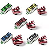 Pinbotronix 5個MiniミニデジタルDC電圧計0.28インチ2線2.5V-30VミニデジタルDC電圧計電圧テスターメーター5色