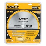 DEWALT DW3128 Series 20 12-Inch 80 Tooth ATB Thin Kerf Crosscutting Miter Saw Blade with 1-Inch Arbo