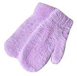 女性のミトン暖かい厚手の手袋冬の手袋を編む、紫