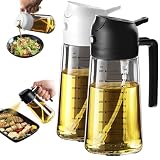 TrendPlain オイルスプレー 料理用 470ml - 2in1 油 スプレー ボトル & ディスペンサー キッチンガジェット エアフライヤー サラダ バーベキュー用 ブラック＆ホワイト