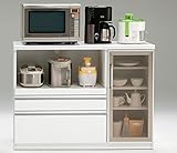 日本製 幅120cm キッチンカウンター レンジ台 完成品【開梱設置付き】 (ホワイト)