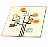 3dRose ct_104600_1 Social Media Internet Icons Geek Tree Vector Design-Ceramic Tile, 4-Inch [並行輸入品]