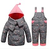 【YW】ベビーコート・ジャンパー 児童羽毛ジャケットセット服とズボンが 男女赤ちゃんまだら羽毛ジャケット (80cm, グレー)