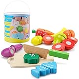 Wishtime おままごと 木製 果物 野菜 11個セット 木のおもちゃ磁石式 クッキング 木製のキッチンセット子ども用 まな板 包丁付き 知育玩具
