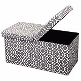 Otto and Ben 30-in SMART LIFT TOP Upholstered Ottoman Storage Bench ? Moroccan Grey feat. cushioned 