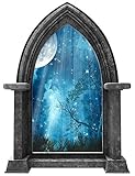 24" Castle Scape Instant Fairy Tale Window View FAIRY TALE MOON at NIGHT #1 GRANITE Wall Decal Stick