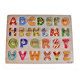 Rolimateデラックスクラシック26ピース木製の手紙ペグパズルバンドルの形のおもちゃ