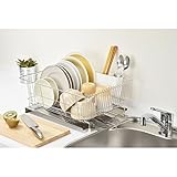 水切りラック スリム 水が流れるトレー付 横型ワイド 水切りカゴ バスケット おしゃれ ステンレス 燕三条製 日本製 MJ-AK-042