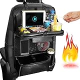 シートバックポケット- SEAMETAL 収納袋 旅行 断熱 車用収納シートバック カー 折り畳式テーブル カー 後部座席収納 車内 食事でき 多機能 小物 収納袋 取り付け簡単 汎用 防汚 ブラック