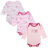 エルフ ベビー(Fairy Baby)ベビーロンパース ボディスーツ 肌着 長袖 女の子 3枚セットピンク(サイズ：0-3M)