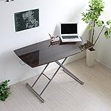 決算大セール 昇降テーブル 昇降式テーブル リフティングテーブル 完成品 ローテーブル テーブル 120cm ガス圧昇降式　鏡面テーブル 北欧 木製 ダークブラウン HK002DBR