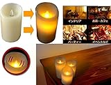 本物の炎のような光　LED ムーヴ キャンドル ３台セット 炎が 動く インテリア  蝋燭 ライト  KB-YURASAN