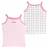 キャミソール 肌着 2枚組 ベビー 女の子 インナー イチゴ柄 ピンク-ホワイト 90