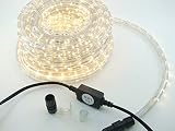 LUISHA 52ft 2 Wire Round 576 LEDS Flexible Rope Light Home Outdoor Christmas Lighting Warm White [並行