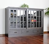 サイドボード キャビネット 完成品 和風 幅120cm (ブラウン)