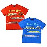 ベビー服 男の子 Tシャツ 半袖 KIDBOW キッドバウ 列車プリント スナップボタン 男児 ベビー (1.レッド/80cm)