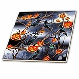 3drose Dream Essence designs-holidaysハロウィン – Mysterious Crows and jack-o-lanterns in Tree Branches o