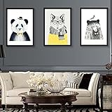 壁の壁画、漫画抽象トリプティック、リビングルームの寝室ソリッドウッドペインティング回廊の階段の壁の装飾 (サイズ : 40 * 60)