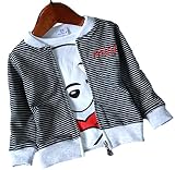 【Topics Garden】子供服 キッズ ボーイズ ガールズ カーディガン ボーダー柄 カジュアル 長袖 春秋用（エコバッグ付き）
