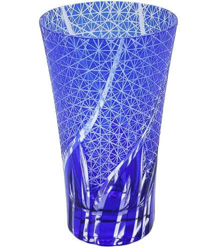 Amazon.co.jp: ノーブランド品 C8『創作ガラス藍色切子ビール杯揃樋口