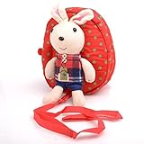 Babyhugs? Kids Walker Saftey Harness Back pack with detachable soft toy Reins - Red Bag with Cute Bu