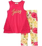 Juicy Couture Big Girls' 2 Piece Pant Set-Flowers Pink 8/10 [並行輸入品]