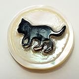 【にゃんこな日々】 ネコ ゴルフ グリーン ボール マーカー 夜光貝 & 黒蝶貝