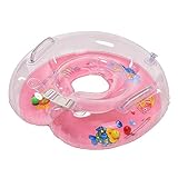 SHAWU　赤ちゃんのトレーニングに　首浮き輪　ベビー　首リング 　ビニールプール　お風呂　水遊び　水泳　ベビーフロート　うきわ首リング　知育用具 (丸型, ピンク)
