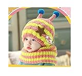 Candykids お出かけ お散歩 赤ずきん 風 帽子 ニット マフラー セット 男の子 女の子 兼用 防寒 防風 アウター ベビー キッズ 赤ちゃん 幼児 子供 服 ギフト 帽子 キャップ (イエ