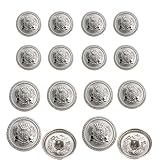 DEVENTORZ ボタンセット 16個セット ブレザー ボタン 直径15mm/20mm/25mm メタル 裁縫やハンドメイドにぴったり 学ラン スーツ コートなど 洋服 交換用 おしゃれ アクセサリー DIY 手作り（シルバーホワイト）