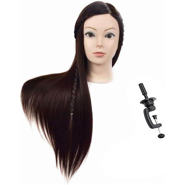 ❇️未使用品❣️練習用　マネキンヘッド ブラウンヘア未使用 クリップ付き　人毛　美容 26インチ美容マネキンヘッドブラウントレニング人形ヘッド無料