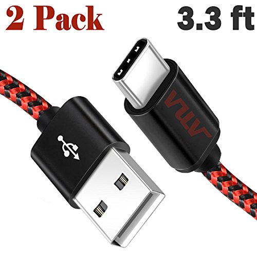 2パック3.3 Ft USBタイプCケーブル、USB Cケーブルナイロン編み高速充電器コード ( USB 2.0 )for Samsung Galaxy Note 8、s8、LG v20 g6、ピクセル2、NEXUS 5 X / 6p、Moto z2、OnePlus 5 3t、Nintendoスイッチの表紙