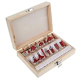 Demiawaking 超硬刃ルーター トリマービットセット 6.35mmタイプ 15本入り 汎用 炭素鋼 YG8合金