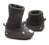 赤ちゃん 春 秋 可愛い靴 綿布 柔らかい底 滑り止め ベビーシューズ 幼児用 ウールの靴 (12cm（6-9ヶ月）, ダークグレー)