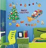 WDA Merryクリスマス壁デカールサンタクロースXmasツリー壁ステッカーPVC Romovableホームクリスマス装飾 Christmas 1 AY