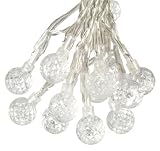 Solar Outdoor String Light, 50 LED of 5mm dia. with Round Patterned Pineapple Texture [並行輸入品]