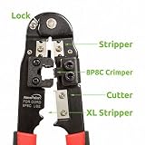NavePointネットワークLANモジュラーrj45 8p8 CケーブルワイヤCrimperカッターストリッパーレッドwithロック