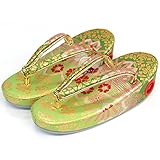 七五三 草履 単品 5歳用 金襴西陣織 若草色にぼかし桜花 小花ちらし