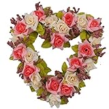 A-SZCXTOP 造花 ホリデー飾リ ハート型花輪 ホームデコレーション ロマンチック吊り花輪 壁掛け 結婚式、パーティー、部屋飾り ガーランド 人工植物 キレイ
