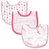 Hudson Baby Muslin Bib, Pink Feathers, 6.25" x 8.5" by Hudson Baby [並行輸入品]