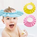 Soft Adjustable Baby Kids Children Shampoo Bath Bathing Shower Cap Hat Wash Hair Shield 3pcs (blue,p