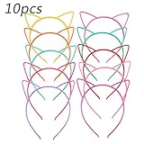 Mro-cat ネコ耳 カチューシャ 子供 プラスチック ヘアバンド 可愛い ヘッドバンド 髪飾り パーティー ヘアバンド コスチューム用小物 猫の耳 人気 （10個セット）