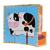 教授Poplar 's Barnyard動物Stackingパズルブロック、9ピース