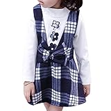 YY-Natuhi ベビー服 子供服 女の子 ワンピース シャツ トップス 二点セット キッズ服 チェックワンピース ブラウス 長袖 新生児 かわいい フオーマル 秋冬 入園式 発表会 結婚式 (90