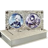 [MALFY] 缶バッジ ディスプレイ 缶バッジ 収納 ディスプレイスタンド 58mm 収納 透明 水波紋 アクリル フレーム ケース 卓上置き 傷防止 整理 缶バッジ 卓上展示 保管 防水 汚れ 傷防止 おしゃれ デスクトップ コレクション 保護フィルム付き 自宅 店舗用 (2枚,58mmのバッジに適用)
