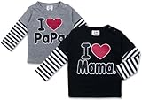 (アイラブパパ&ママ)I lovePaPa&Mama 2015 レイヤード ボーダー袖 長そでTシャツ 80cm ママブラック
