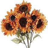 グループの12 Dried Look人工ひまわりBushesに使用秋とFall花のアレンジメント