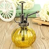 ガラススプレーボトル,じょうろ,アンティーク 調 霧吹き ガラス ボトル スプレー ガーデニング インテリア（240ml） (Yellow)