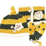 baby-mine（ベイビーマイン) ベビー&キッズ ニット帽 マフラー 手袋 あったか３点セット 誕生日プレゼント 出産祝い　 (グリーン×イエロー)